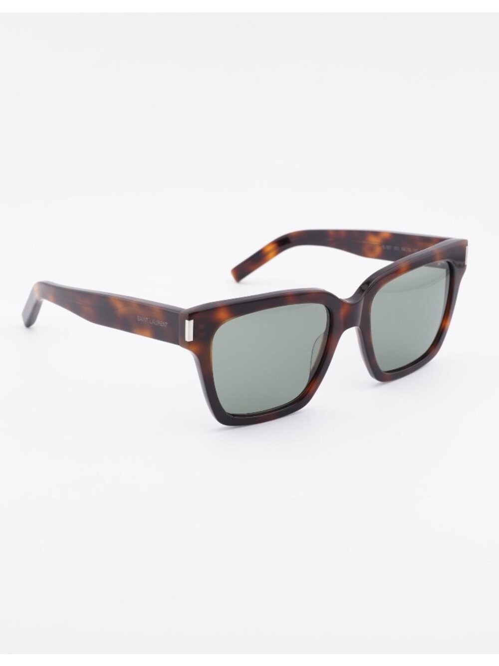 Saint Laurent SL507 003 Sunglasses Havana Square Frame, Green Lenses